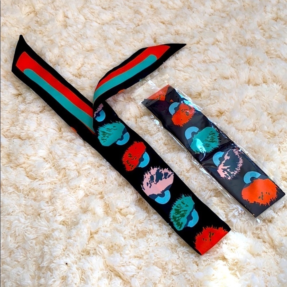 Set of Two Blue Monster Eyes Bag Twilly Scarves